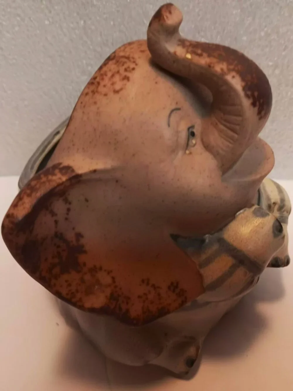 UCTCI vintage Japan anthropomorphic elephant planter / knick knack figurine.